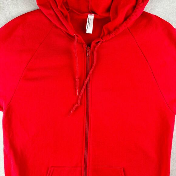 American Apparel Hoodie Mens M Bright Red California Fleece Full Zip Sweatshirt - Picture 3 of 10